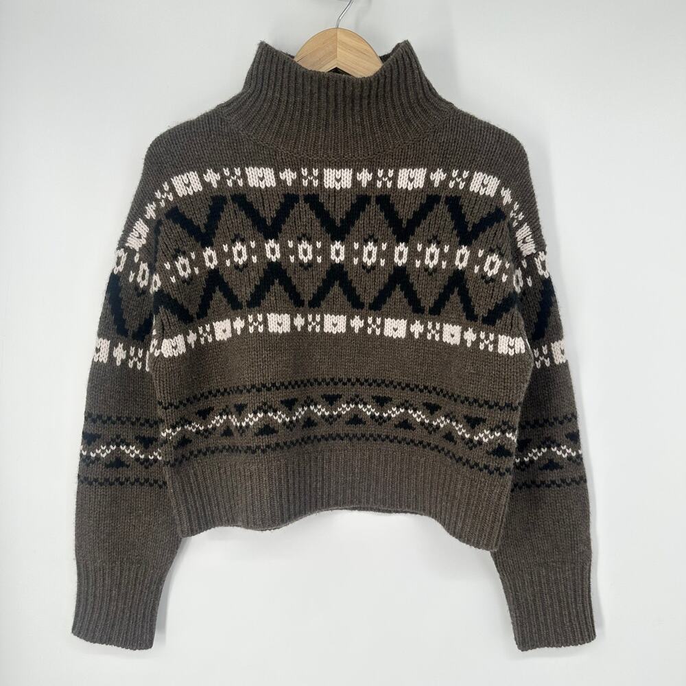 NAKED CASHMERE 100% Cashmere Turtleneck Sweater Fair Isle Nordic Chunky Knit - Picture 2 of 10